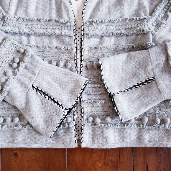 Harlyn Anthropologie Cropped Open Front Jacket Medium Annapolis Pom Pom NWT - Picture 9 of 16